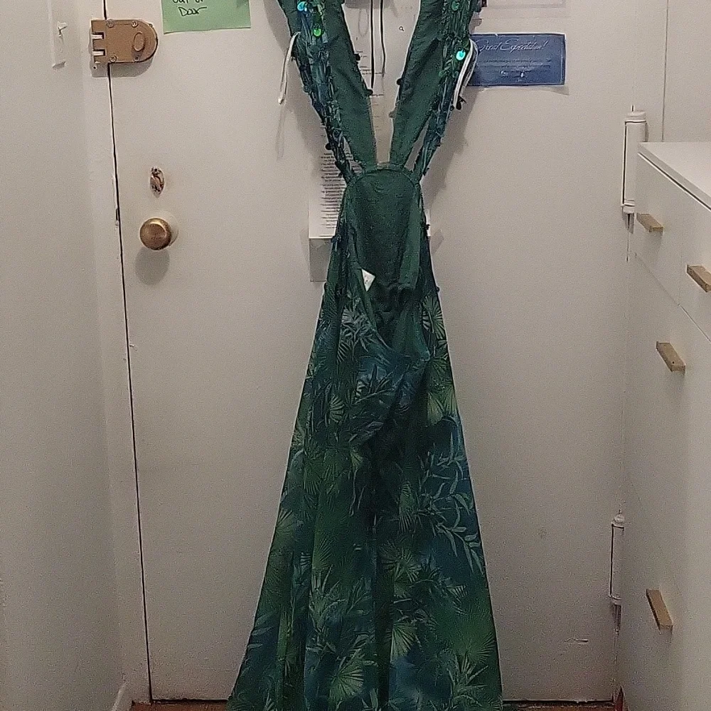 J LO MAXI GREEN MAXI DRESS REPLICA - Picture 4 of 8